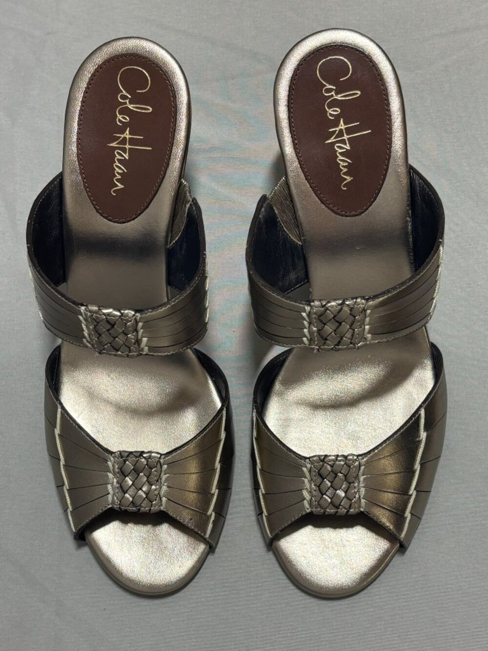 NEW Cole Haan x Nike Air Woven Leather Wedge Sandal old gold Women's 8.5B